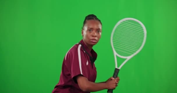 Écran Vert Succès Tennis Femme Noire Célébration Victoire Match Jeu — Video