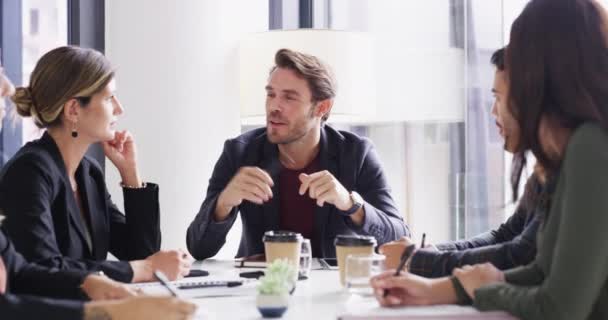 Business People Talking Group Office Meeting Teamwork Target Audience Planning — Stock Video