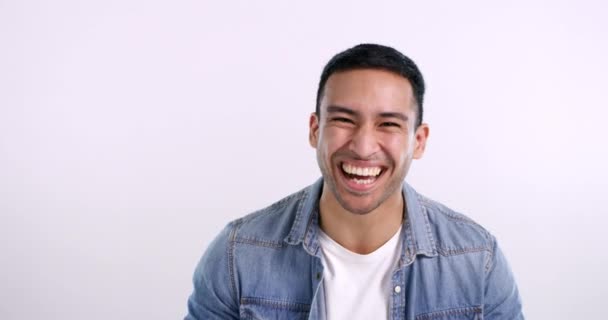 Man Wajah Dan Tertawa Untuk Komedi Studio Lelucon Lucu Dan — Stok Video