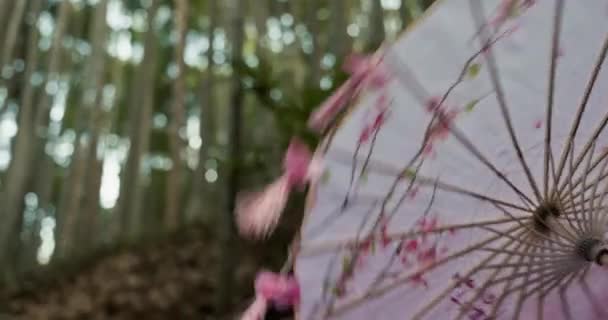 Paraply Tradition Och Kultur Utomhus Japan Med Spinning Och Rörelse — Stockvideo
