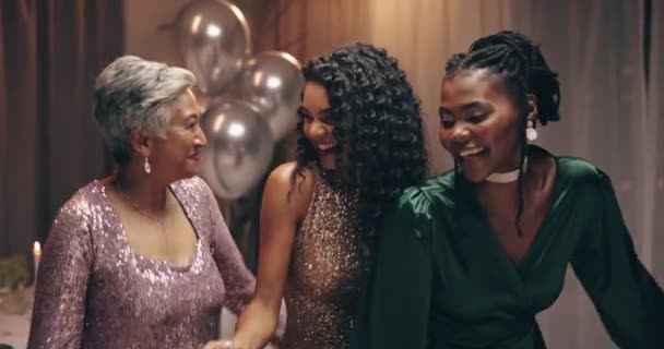 Πάρτυ Χορός Και Γυναίκες Γιορτή Φίλους Και Ευτυχία Κίνηση Μουσική — Αρχείο Βίντεο