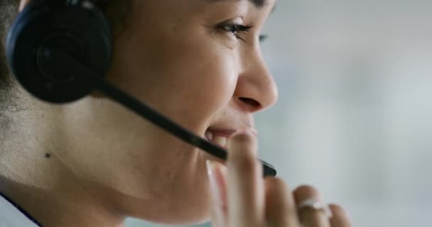 Cara Mujer Comunicación Consultor Call Center Para Atención Cliente Asesoría — Vídeo de stock