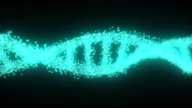 DNA, çift sarmal ve genetik kod analizi, kromozom ve patoloji ve yapının tıbbi çalışmaları. Biyoloji, neon ışığı ve yaşam bilimi veya hücre genomu, tanı ve siyah arkaplan.