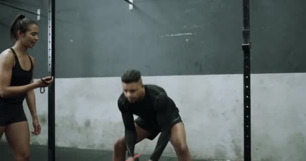 Fitness Bojová Lana Nebo Mužský Trénink Osobním Trenérem Cvičení Nebo — Stock video