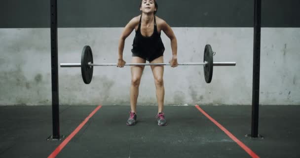 Femme Fitness Haltérophilie Avec Haltère Pour Entraînement Force Musculaire Des — Video