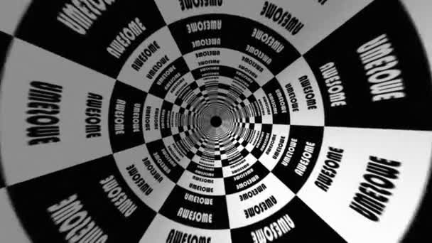 Спиральная Оптическая Иллюзия Слово Графика Текст Иллюстрациями Абстрактными Специальными Эффектами — стоковое видео