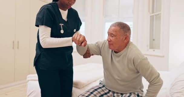 Home Help Nurse Senior Man Support Rehabilitation Retirement Movement Injury — Stock Video