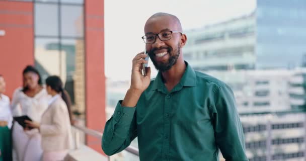 Homem Negro Telefonema Negócios Discussão Comunicação Networking Livre Plano Negociação — Vídeo de Stock