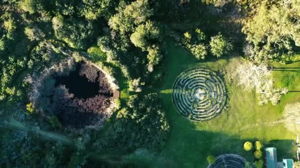 Drone Pohon Dan Labirin Dengan Properti Hutan Dari Atas Untuk — Stok Video