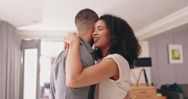 Couple Africain Danser Heureux Maison Avec Câlin Conversation Soins Avec — Video