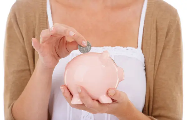 Vrouw Handen Munt Spaarpot Voor Spaargeld Beleggingen Financiële Groei Een — Stockfoto