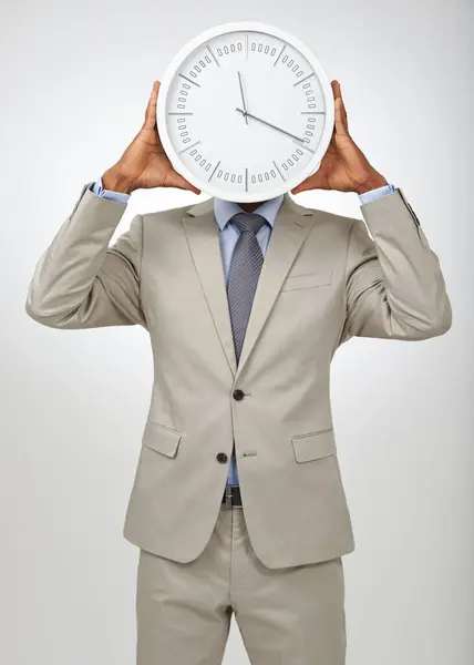 Person Face Business Clock Deadline Law Attorney Corporate Overtime Punctual — Stock Photo, Image