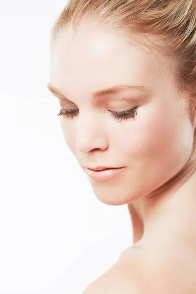 Face Woman Shoulder Skincare Wellness Cosmetics Aesthetic Healthy Glow Facial — Stock Photo, Image