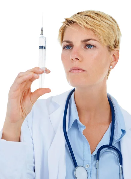 Mujer Médico Jeringa Para Inmunidad Vacuna Estudio Atención Médica Tratamiento —  Fotos de Stock