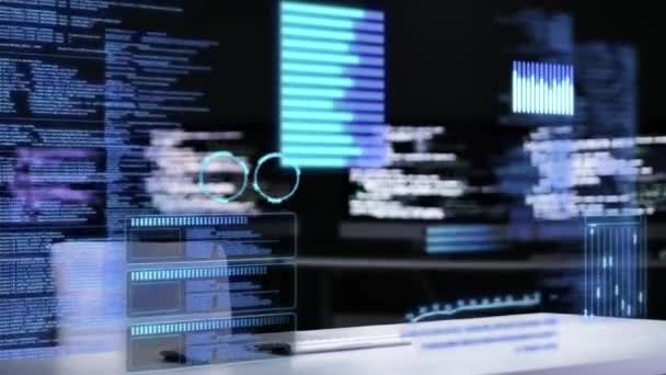 Bilgisayar Ekranı Siber Güvenlik Sunucu Güncellemesi Için Kodlama Geçmişi Veri — Stok video