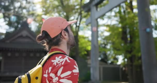 Wakacje Park Człowiek Podróżują Latem Drzew Liści Przyrody Japonii Kioto — Wideo stockowe