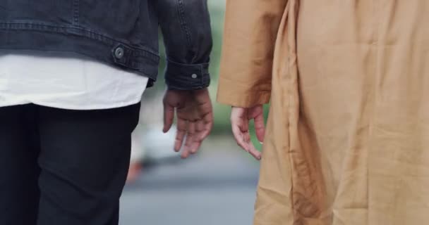 Voltar Livre Mãos Dadas Com Casal Andando Amor Com Romance — Vídeo de Stock