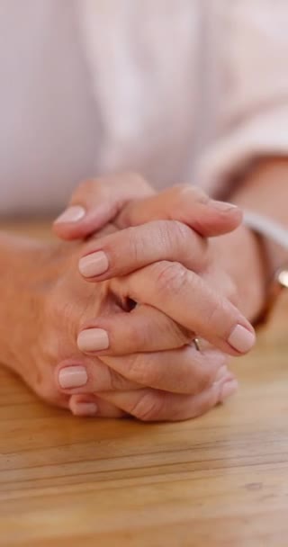Hands Prayer Woman Table Spiritual Meditation Worship Hope Healing Grief — Stock Video