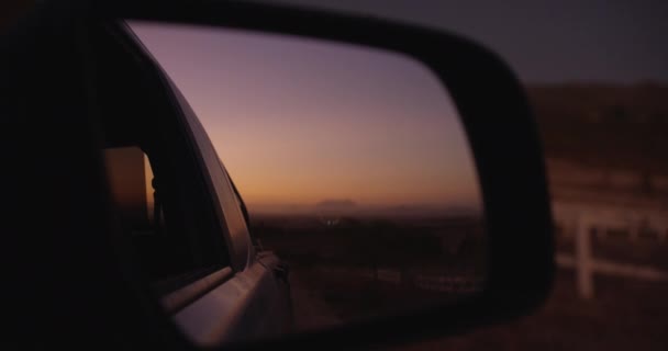 Автомобильное Зеркало Сельская Местность Ранчо Путешествий Дорожные Стационарные Путешествий Наружные — стоковое видео
