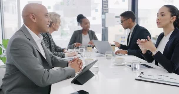 Hombre Negocios Feliz Cara Reunión Gestión Planificación Colaboración Finanzas Contabilidad — Vídeos de Stock