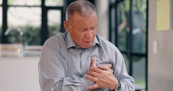 Starzec Zawał Serca Zdrowie Układu Krążenia Bólem Klatce Piersiowej Ryzyko — Wideo stockowe
