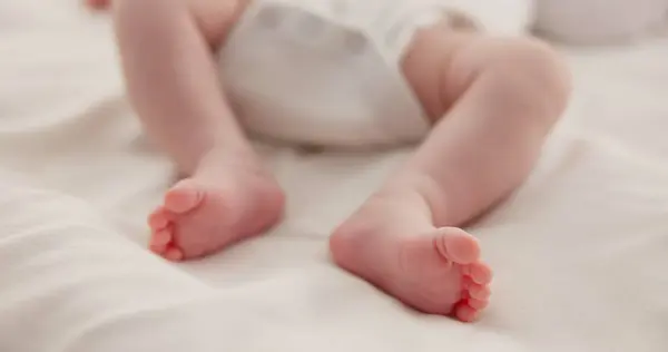 Sleeping Adorable Feet Baby Bed Child Care Dreaming Relax Nursery — Stock Photo, Image