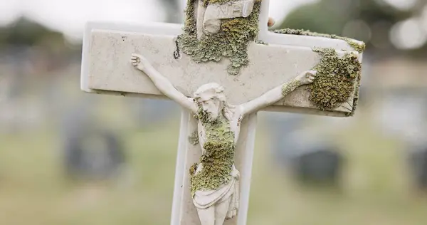 Похороны Надгробие Иисус Христос Кресте Кладбище Церемонии Смерти Религии Поминальной — стоковое фото