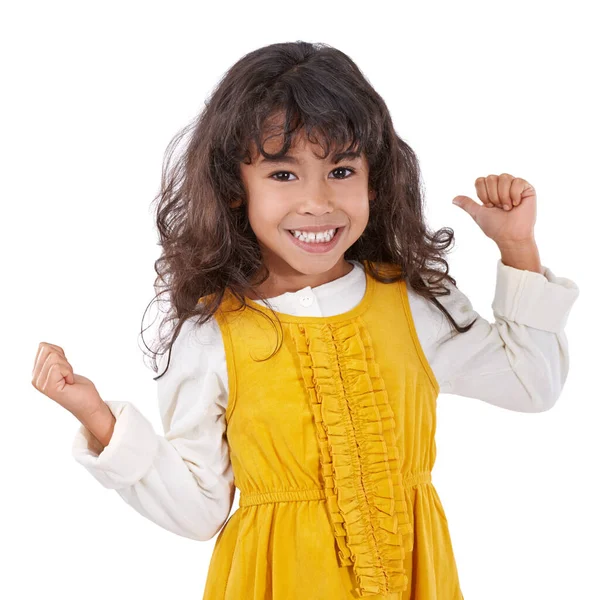 Молодежь Счастливый Портрет Девушки Белом Фоне Модной Одеждой Стилем Модой — стоковое фото