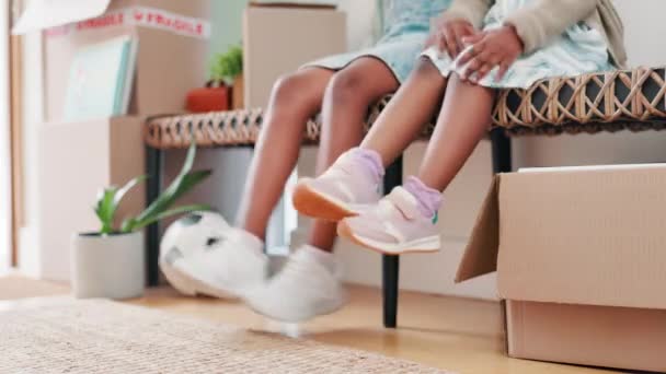 Children Legs Running Home Play Weekend Entertainment Bonding Siblings Game — Stock Video