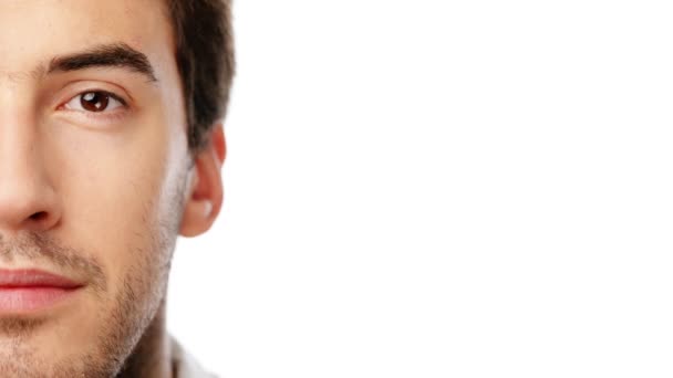 Wajah Ruang Perawatan Kulit Dan Mata Seorang Pria Studio Dengan — Stok Video