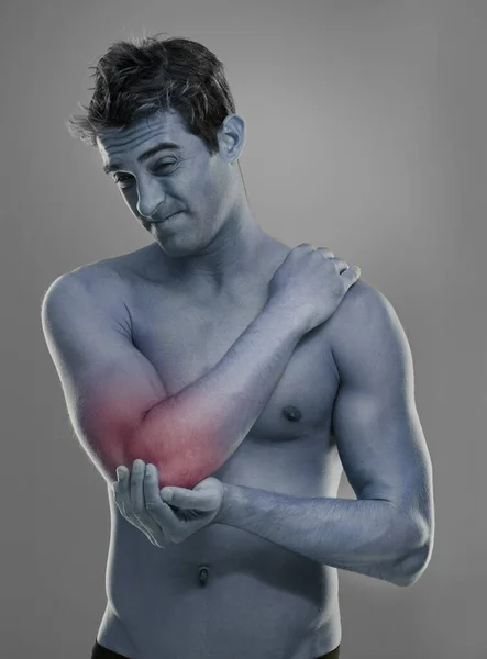 Dolore Articolare Lesioni Alle Braccia Uomo Con Problemi Gomito Emergenza — Foto Stock