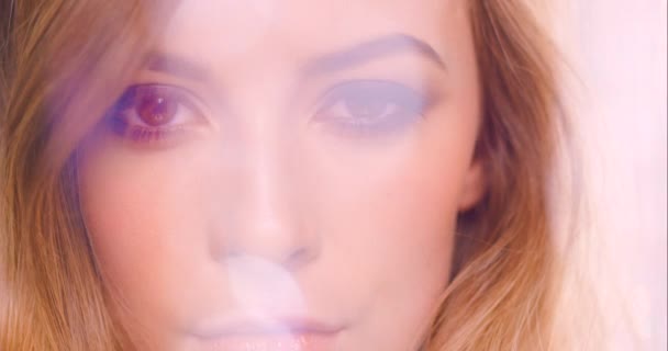 Легке Естетичне Обличчя Жінки Красою Скінарієм Косметикою Здоров Догляду Обличчям — стокове відео