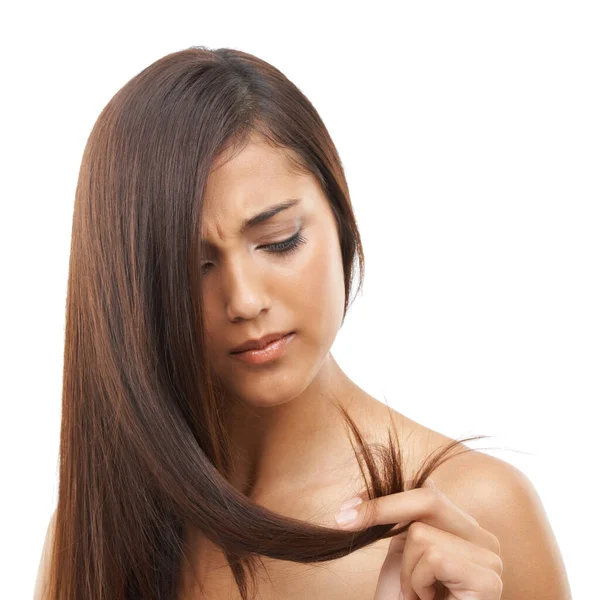 Saç Bakımı Kadın Stüdyoda Saç Stili Tedavi Hasarı Keratin Saç — Stok fotoğraf