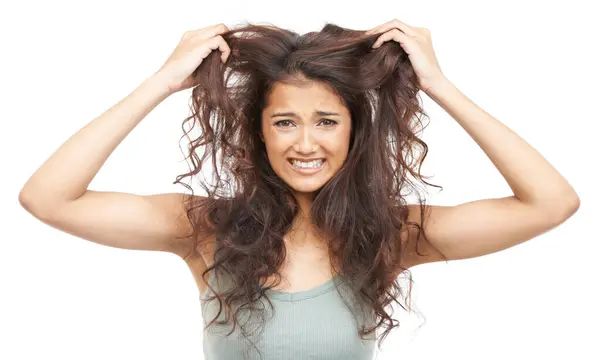 Hair Woman Portrait Stress Studio Texture Treatment Damage Keratin Hairloss — Stock Photo, Image