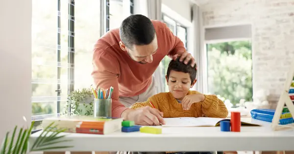 Lernen Hause Vater Oder Kind Kindergarten Lernen Für Wissen Bildung — Stockfoto