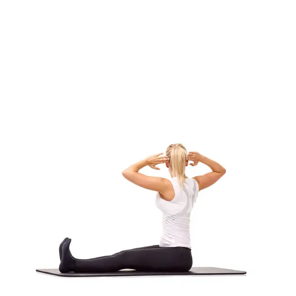 Training Health Mat Woman Studio Stretching Exercise Wellness Workout Fitness — Stock Photo, Image