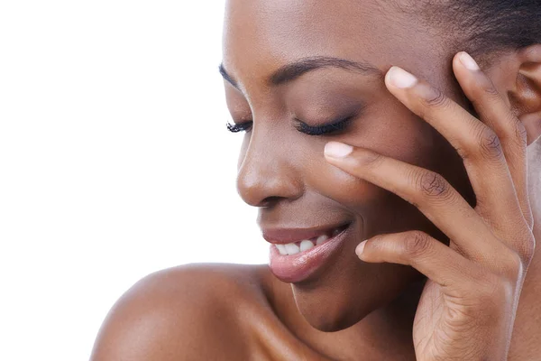 Hand Skin Face Black Woman Beauty Natural Cosmetics Wellness Isolated — Stock Photo, Image