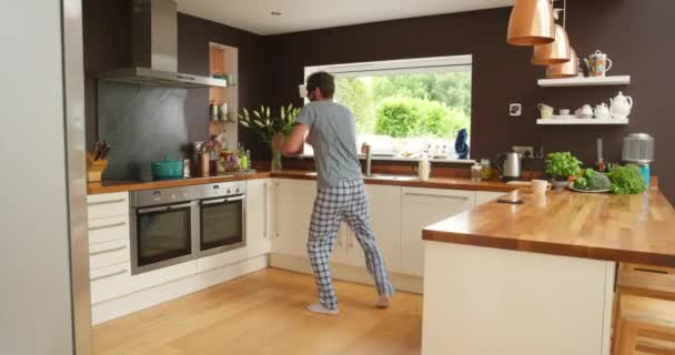 Virtuelle Realität Mensch Und Tanz Der Küche Digitale Welt Zum — Stockvideo