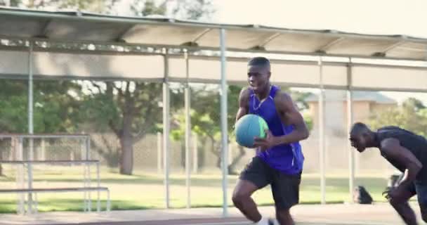 Peuple Noir Court Course Basket Ball Pour Jeu Score Dans — Video