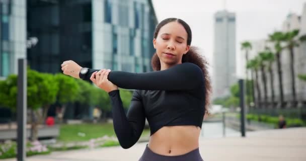 Fitness Nyújtás Város Utcájában Test Bemelegítés Vagy Maraton Edzés Futás — Stock videók