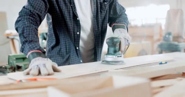 Engenharia Carpintaria Fecho Homem Com Moedor Uma Oficina Fabricação Móveis — Vídeo de Stock