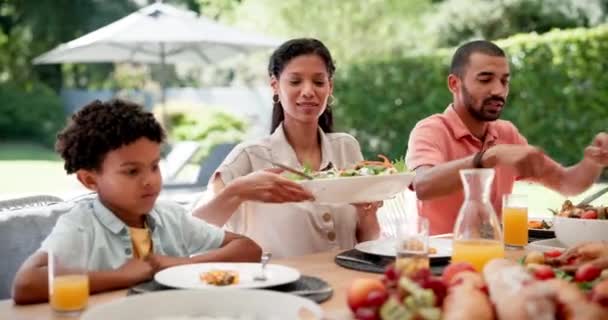 Comida Saúde Amor Com Família Almoço Para Ligação Nutrição Evento — Vídeo de Stock