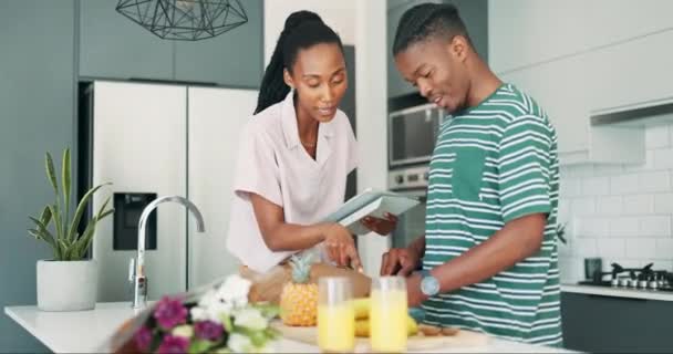 Tafel Paar Recept Hulp Thuis Een Keuken Met Communicatie Morgens — Stockvideo
