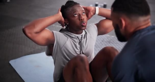 Sport Osobisty Trener Człowiek Sit Ćwiczenia Siłowni Dla Zdrowia Wellness — Wideo stockowe