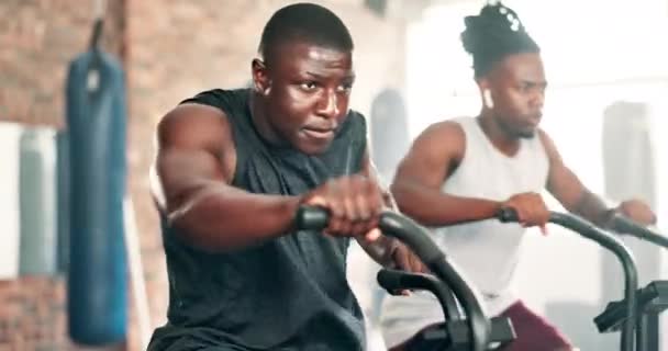 Fitness Cardio Homme Noir Sur Machine Dans Salle Gym Pour — Video