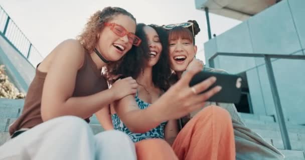 Selfie Rire Amis Avec Mode Ville Vacances Avec Culture Des — Video
