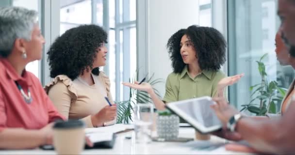 Ontmoeting Management Samenwerking Met Zakenvrouwen Bestuurskamer Voor Strategie Discussie Planning — Stockvideo