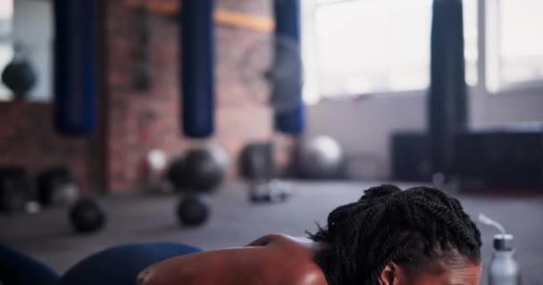 Schwarze Frau Liegestütze Und Fitness Für Workout Übung Oder Training — Stockvideo