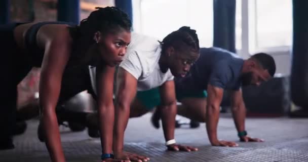 Sport Planke Gruppe Som Kjører Treningsstudio Helse Velvære Abdominal Trening – stockvideo