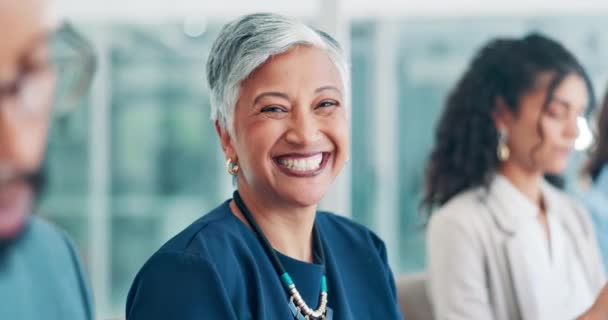Cara Mujer Negocios Sonrisa Gerente Oficina Empresa Lugar Trabajo Inicio — Vídeo de stock